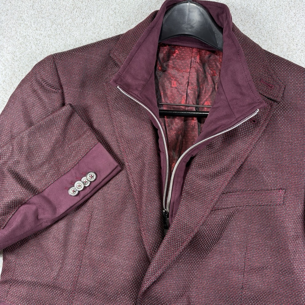 NEW ROBERT GRAHAM  DOWNHILL SPORT COAT BORDEAUX Size 40 Wool Cashmere